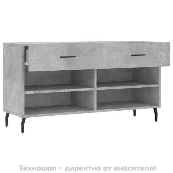 Пейка за обувки, бетонно сив, 102x35x55 см, инженерно дърво