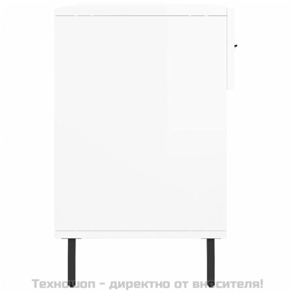 Пейка за обувки, бял гланц, 102x35x55 см, инженерно дърво