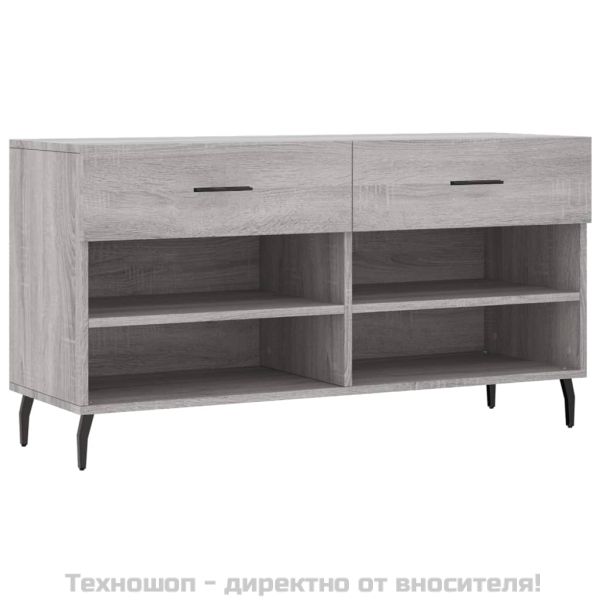 Пейка за обувки, сив сонома, 102x35x55 см, инженерно дърво