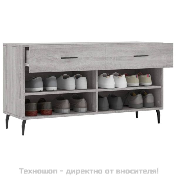Пейка за обувки, сив сонома, 102x35x55 см, инженерно дърво