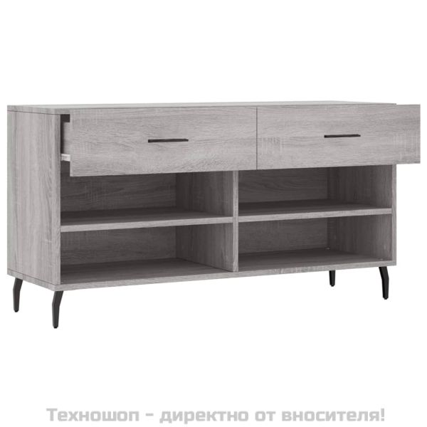 Пейка за обувки, сив сонома, 102x35x55 см, инженерно дърво