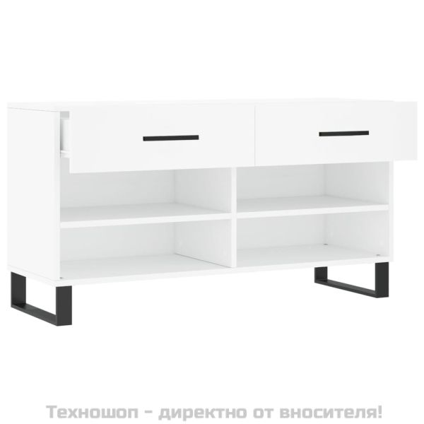 Пейка за обувки, бяла, 102x35x55 см, инженерно дърво