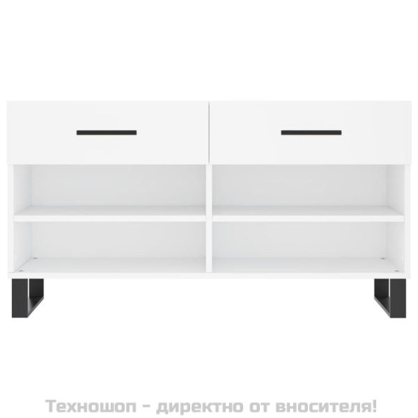 Пейка за обувки, бяла, 102x35x55 см, инженерно дърво
