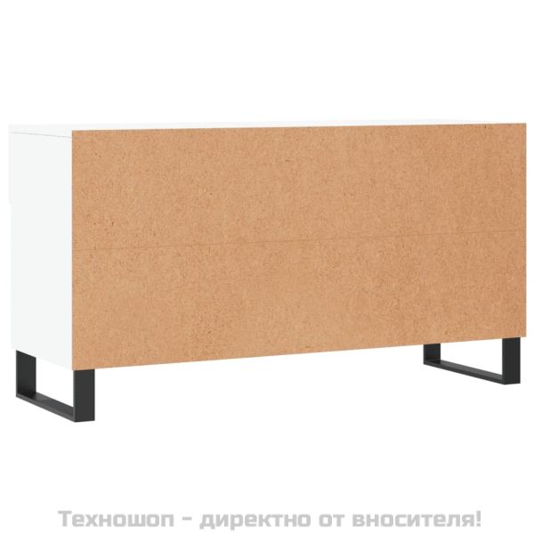 Пейка за обувки, бяла, 102x35x55 см, инженерно дърво