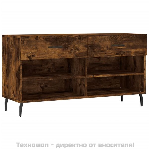 Пейка за обувки, опушен дъб, 102x35x55 см, инженерно дърво