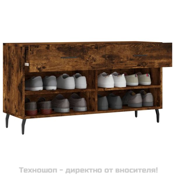 Пейка за обувки, опушен дъб, 102x35x55 см, инженерно дърво