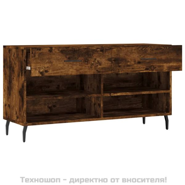 Пейка за обувки, опушен дъб, 102x35x55 см, инженерно дърво