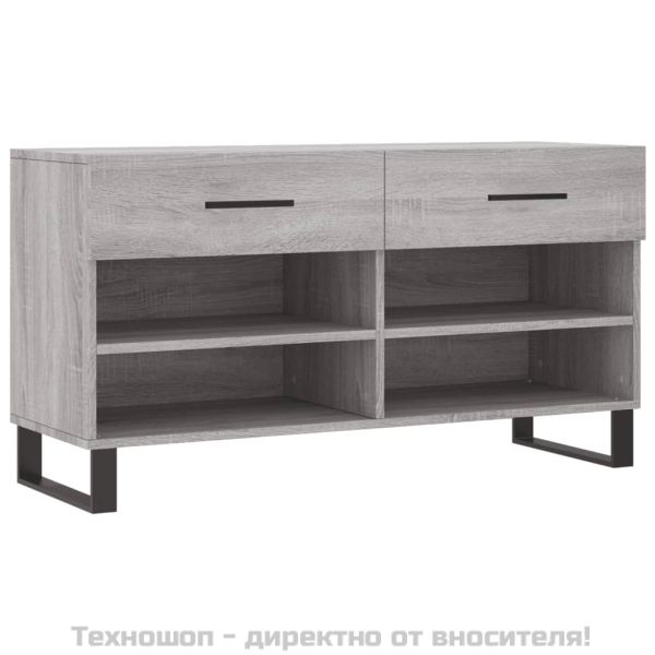 Пейка за обувки, сив сонома, 102x35x55 см, инженерно дърво