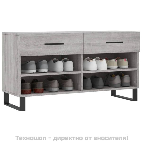 Пейка за обувки, сив сонома, 102x35x55 см, инженерно дърво