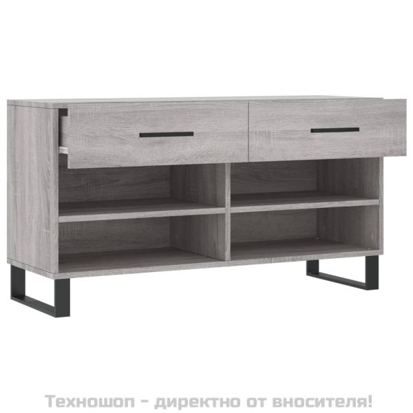 Пейка за обувки, сив сонома, 102x35x55 см, инженерно дърво