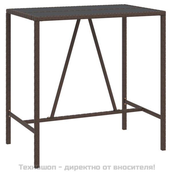 Градински бар комплект с възглавници 7 части кафяв полиратан