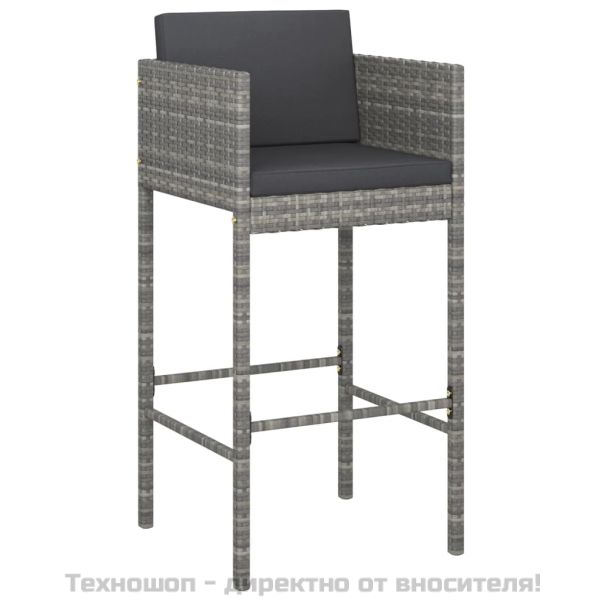 Градински бар комплект с възглавници 9 части сив полиратан