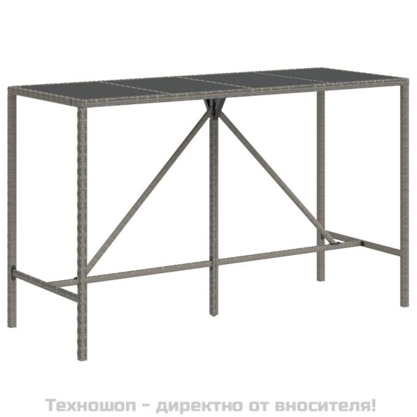 Градински бар комплект с възглавници 9 части сив полиратан