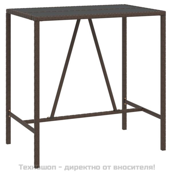 Градински бар комплект с възглавници 5 части кафяв полиратан