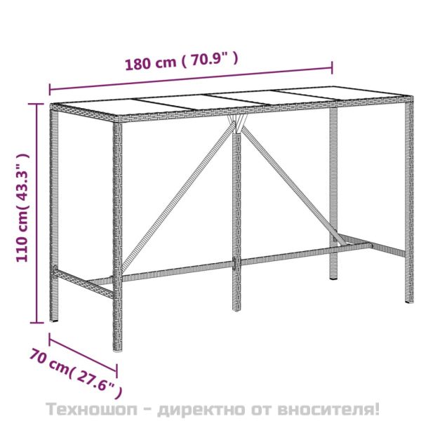 Градински бар комплект с възглавници 9 части черен полиратан