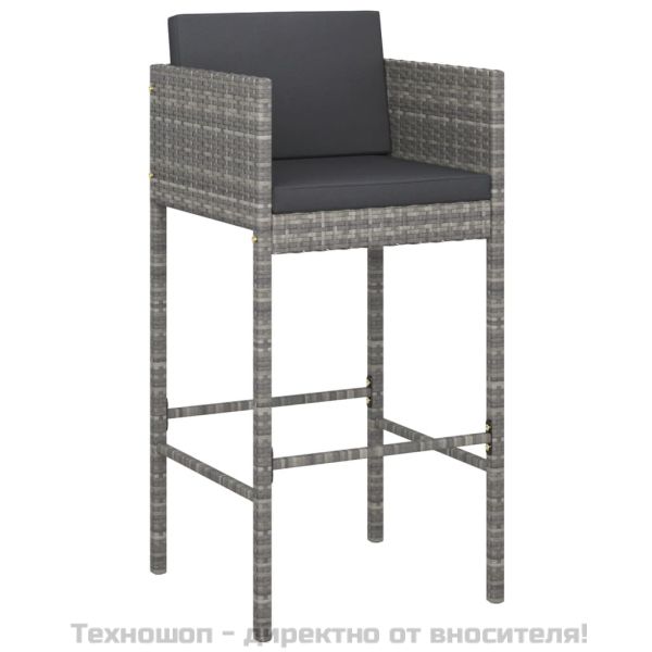 Градински бар комплект с възглавници 7 части сив полиратан