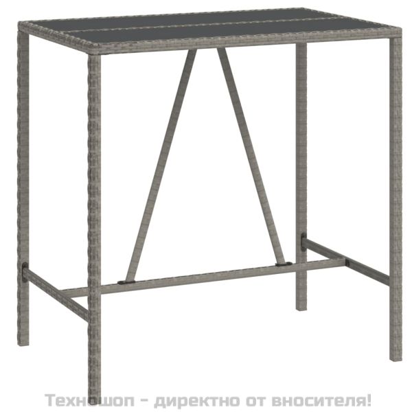 Градински бар комплект с възглавници 7 части сив полиратан