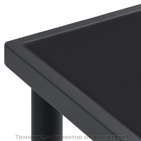 Градински трапезен комплект 7 части черен стомана и текстилен