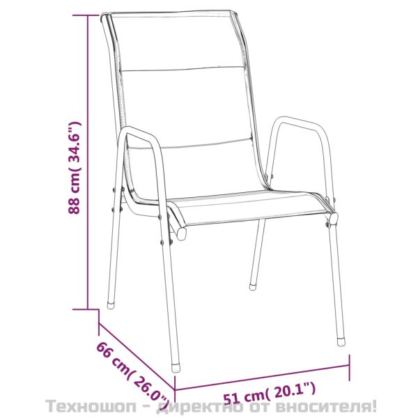 Градински трапезен комплект 7 части черен стомана и текстилен