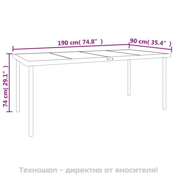Градински трапезен комплект 7 части черен стомана и текстилен