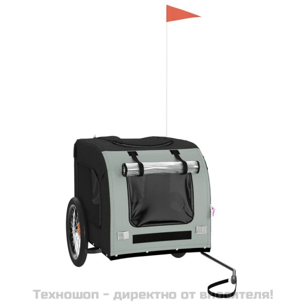 Ремарке за колело за любимци сив и черен Оксфорд плат и желязо