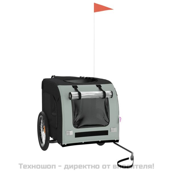 Ремарке за колело за любимци сив и черен Оксфорд плат и желязо