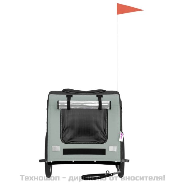 Ремарке за колело за любимци сив и черен Оксфорд плат и желязо