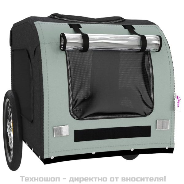 Ремарке за колело за любимци сив и черен Оксфорд плат и желязо