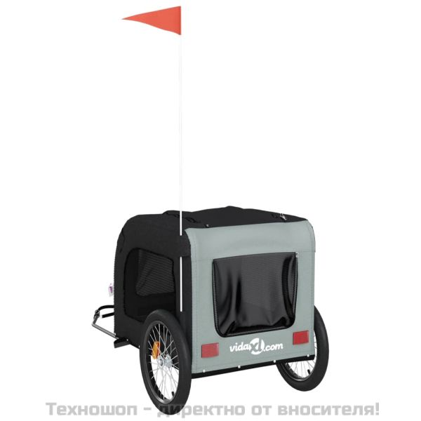 Ремарке за колело за любимци сив и черен Оксфорд плат и желязо