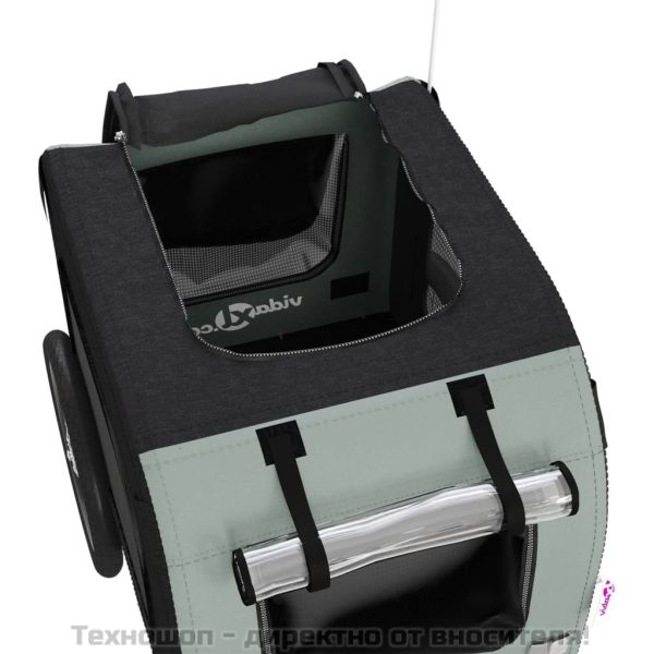 Ремарке за колело за любимци сив и черен Оксфорд плат и желязо