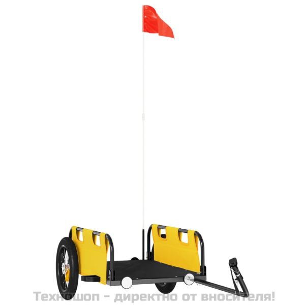 Ремарке за колело, жълто, Оксфорд плат и желязо