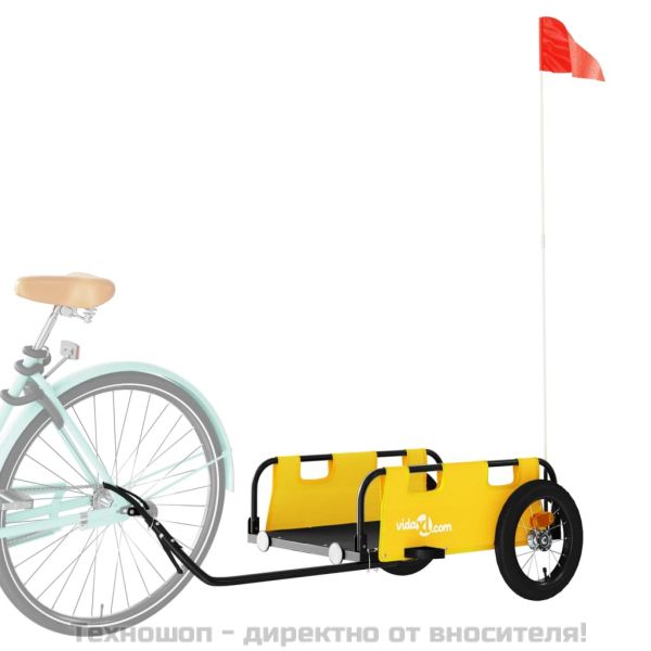 Ремарке за колело, жълто, Оксфорд плат и желязо