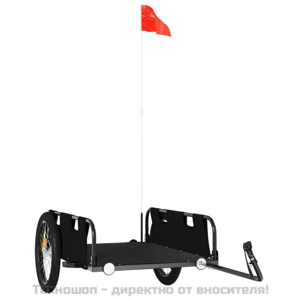 Ремарке за колело, черно, Оксфорд плат и желязо