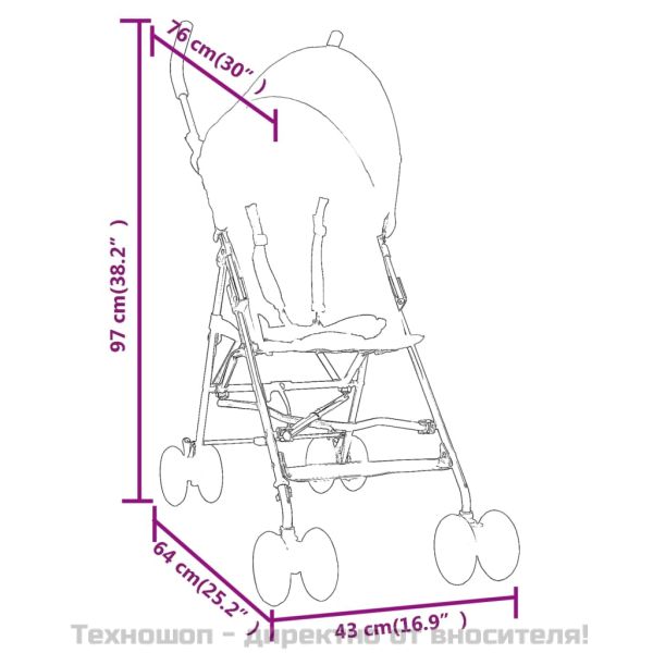 Бебешка лятна количка, светлосиво и черно, стомана