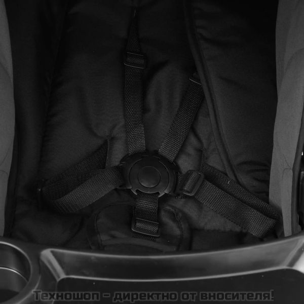 Бебешка количка 2-в-1, тъмносиво и черно, стомана