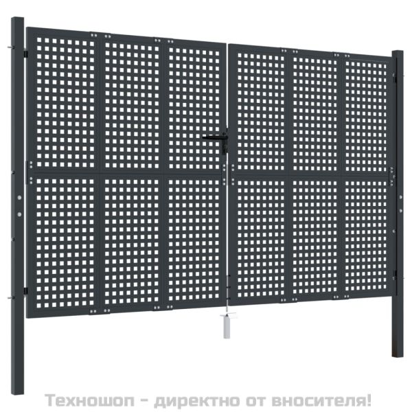 Градинска порта, антрацит, 300x175 см, стомана