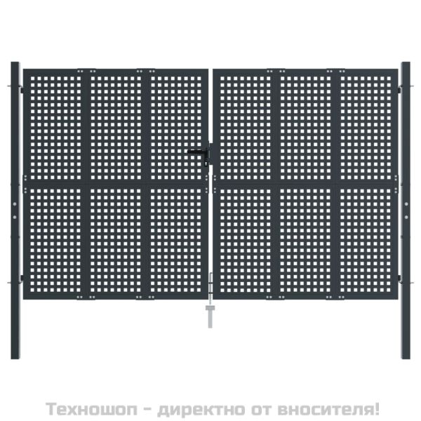 Градинска порта, антрацит, 300x175 см, стомана