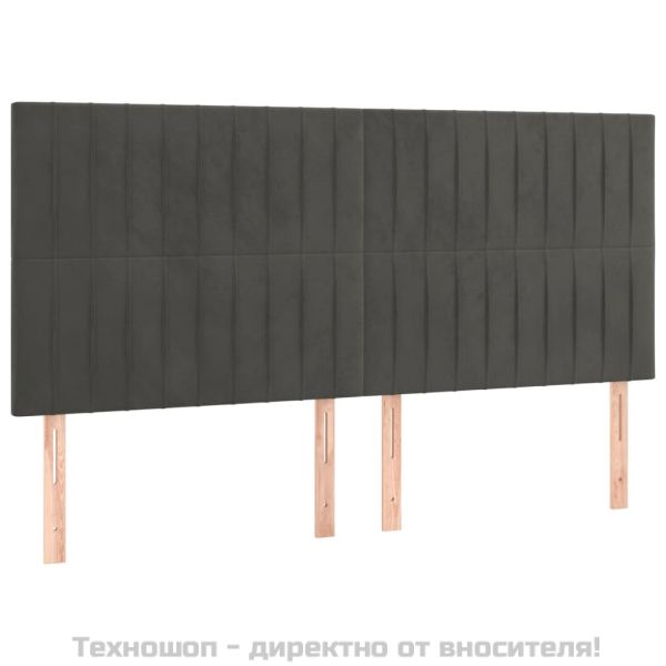Табла за легло, тъмносива, 160x5x118/128 см, кадифе
