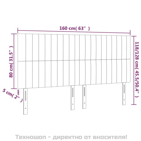 Табла за легло, тъмносива, 160x5x118/128 см, кадифе