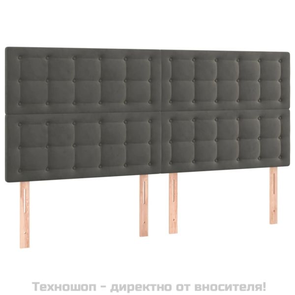 Табла за легло, тъмносива, 160x5x118/128 см, кадифе