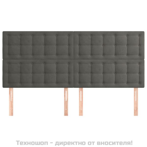 Табла за легло, тъмносива, 160x5x118/128 см, кадифе