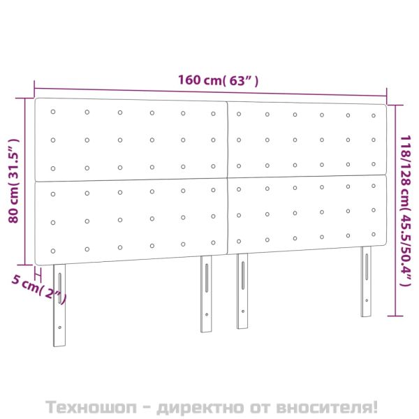 Табла за легло, тъмносива, 160x5x118/128 см, кадифе