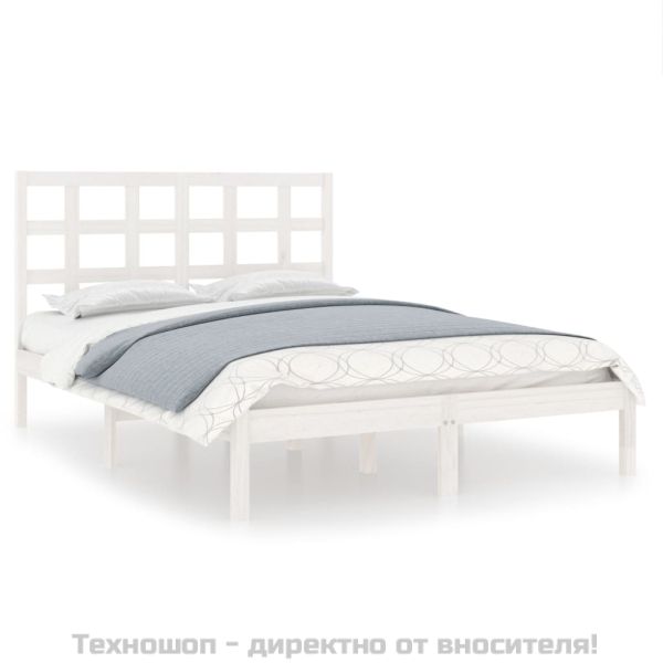 Рамка за легло, бяла, дърво масив, 150x200 cм, King Size