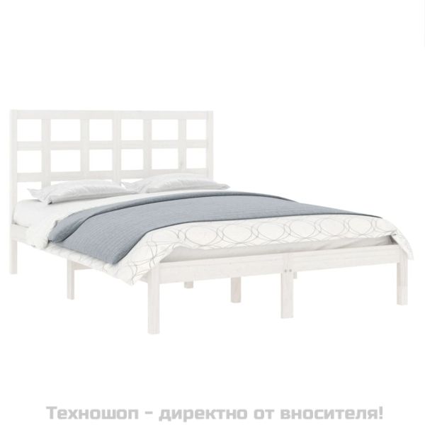 Рамка за легло, бяла, дърво масив, 150x200 cм, King Size