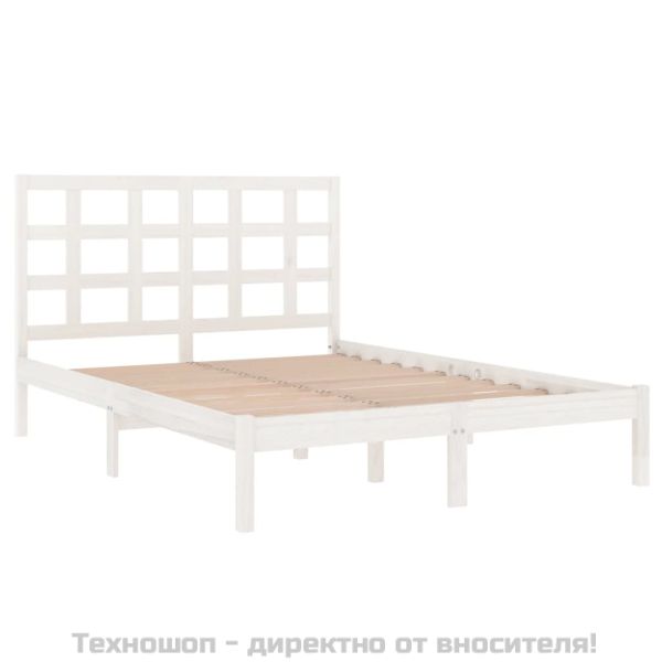 Рамка за легло, бяла, дърво масив, 150x200 cм, King Size