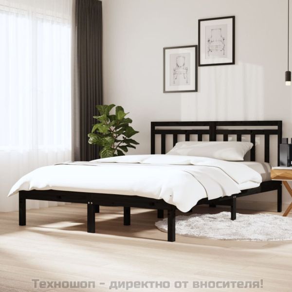 рамка за легло черно 150x200 см King Size масивно дърво