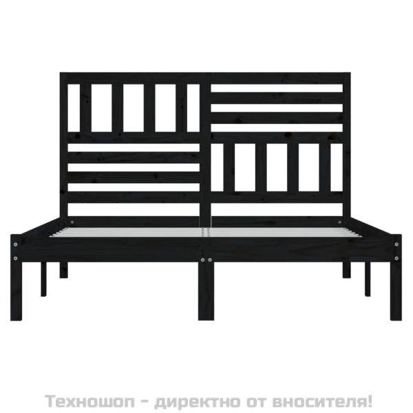 Рамка за легло, черна, 150x200 cм King Size размер, бор масив