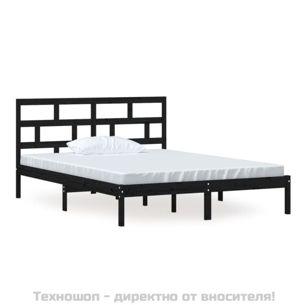 рамка за легло черно 150x200 см King Size масивно дърво
