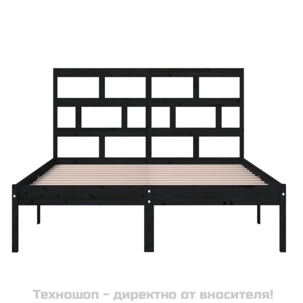 рамка за легло черно 150x200 см King Size масивно дърво