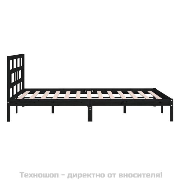 рамка за легло черно 150x200 см King Size масивно дърво